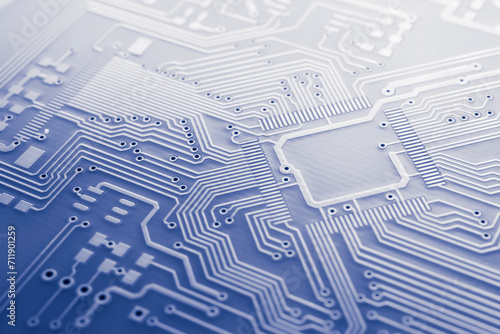 blue printed circuit. layout of tracks. photo