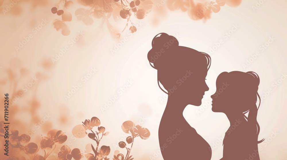 Happy mother standing next to his young daughter. Happy Mother's Day. Happy mother standing next to his young daughter. Happy Mother's Day.