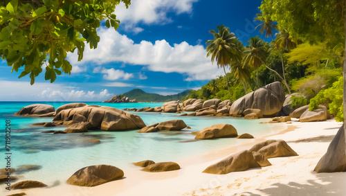 Magnificent sunny beach in Seychelles exotic