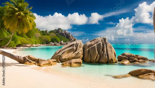Magnificent sunny beach in Seychelles relax