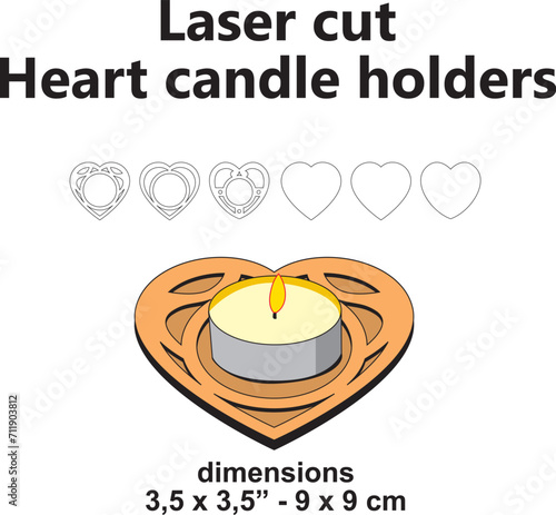 Laser cut Heart candle holder vector template Home decor Wedding table ornament home decor woodwork diy crafts