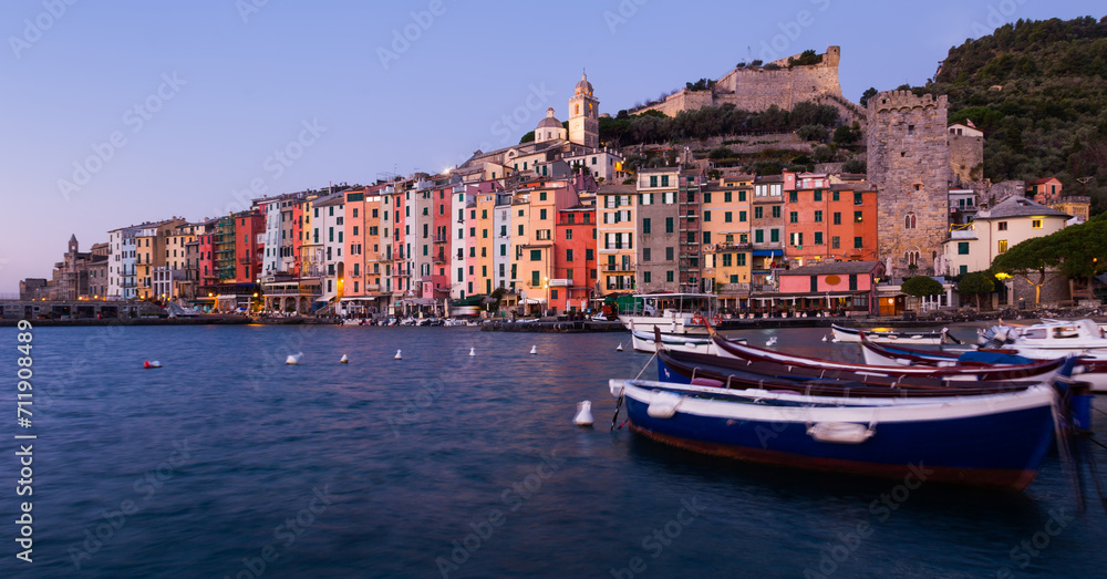 Picture of Portovenere La Spezia historical city at sea view, Italy