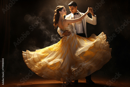Argentine tango, salsa, waltz, chacha, rumba, jive, bachata. energy emotion funny happy dance, couple woman man girl boy, love ballroom sport hispanic latin together. photo