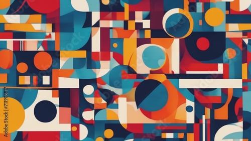 abstract artwork in color geometric-minimalist pattern texture in the style of Wassily Kandinsky.Ai generative photo