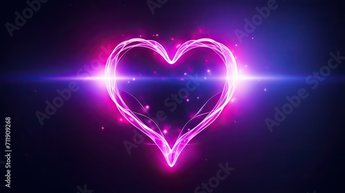 Neon glowing pink heart. 3d rendered illustration of Colorful Tunnel With Neon Heart Shapes. High quality 3d illustration. Generative AI 