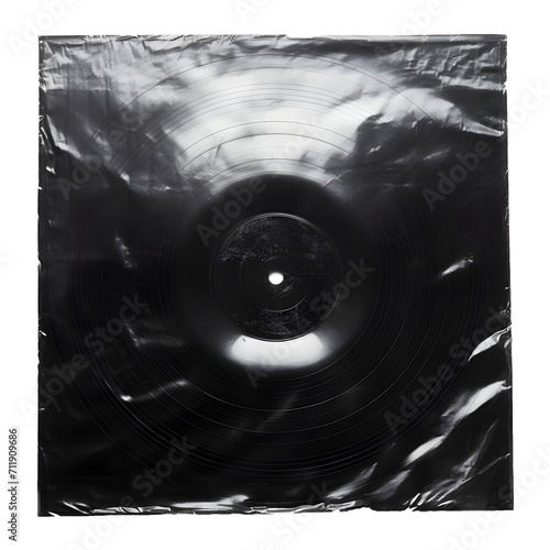 Black old vinyl record cover wrapped in plastic © Prasanth