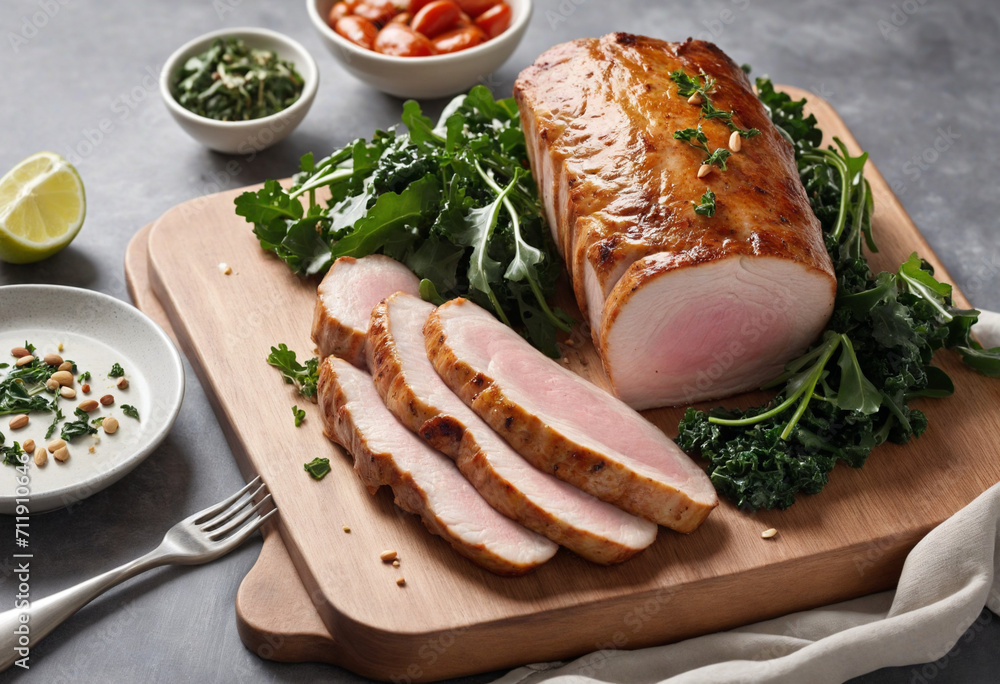 Pork Tenderloin Dish with Kale Salad and Sauce Pork Tenderloin Dish with Kale Salad and Sauce