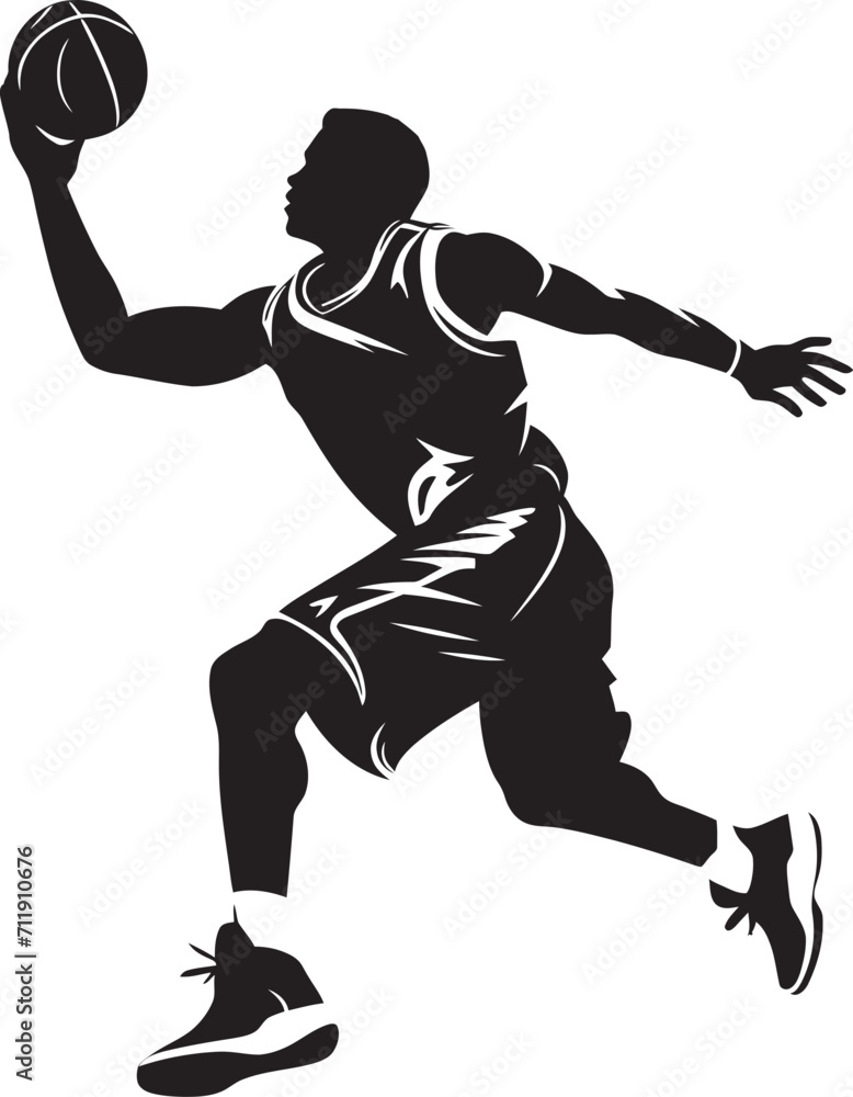 Naklejka premium Rim Rapture Basketball Player Dunk Icon in Vector Euphoria 