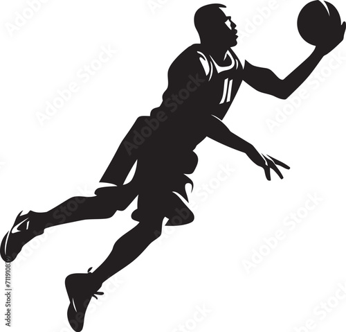 Rim Reverie Basketball Player Dunk Vector Logo in Dreamlike Glory 