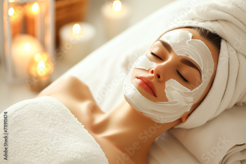 Woman with facial mask in spa