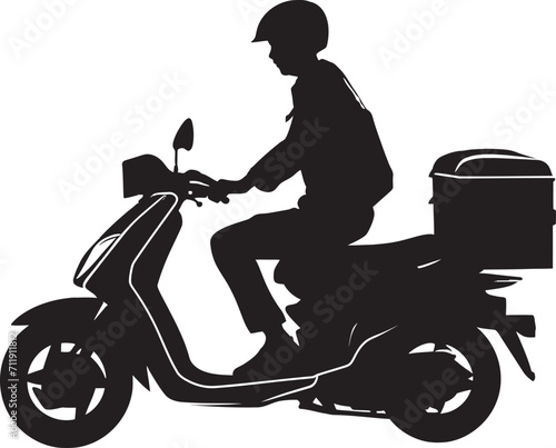 Urban Munch Cruiser Scooter Delivery Man Icon in Vector 