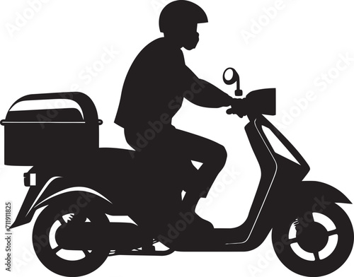 Flavor on the Fly Scooter Man Vector Logo for Swift Food Delivery 