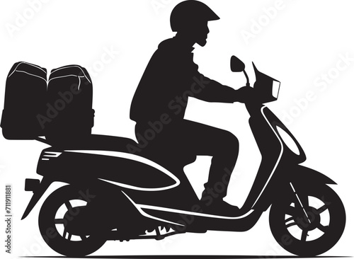 Flavor Flyer Fleet Vector Logo for Scooter Food Delivery Service 