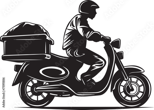 Scoot and Savor Speedster Food Delivery Vector Icon on Scooter 
