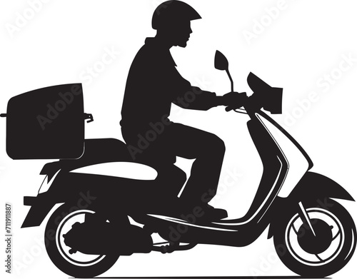 Flavor on Wheels Scooter Delivery Man Vector Logo 