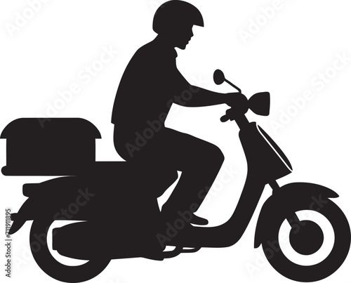 On the Go Bites Bolt Scooter Man Vector Logo for Swift Food Delivery 
