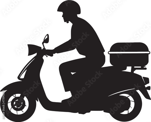 Quick Cuisine Courier Scooter Man Icon for Swift Food Drop offs 
