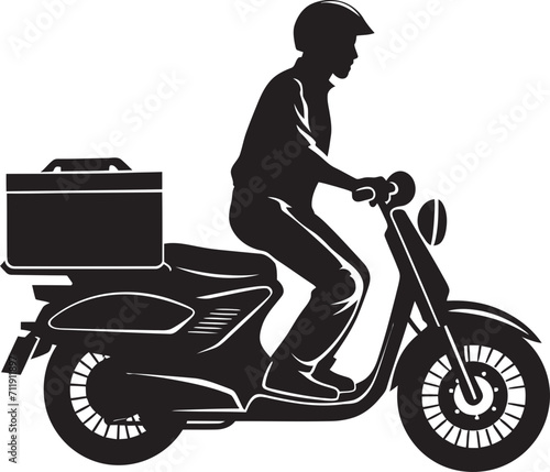Scoot and Savor Express Food Delivery Vector Logo on Scooter 