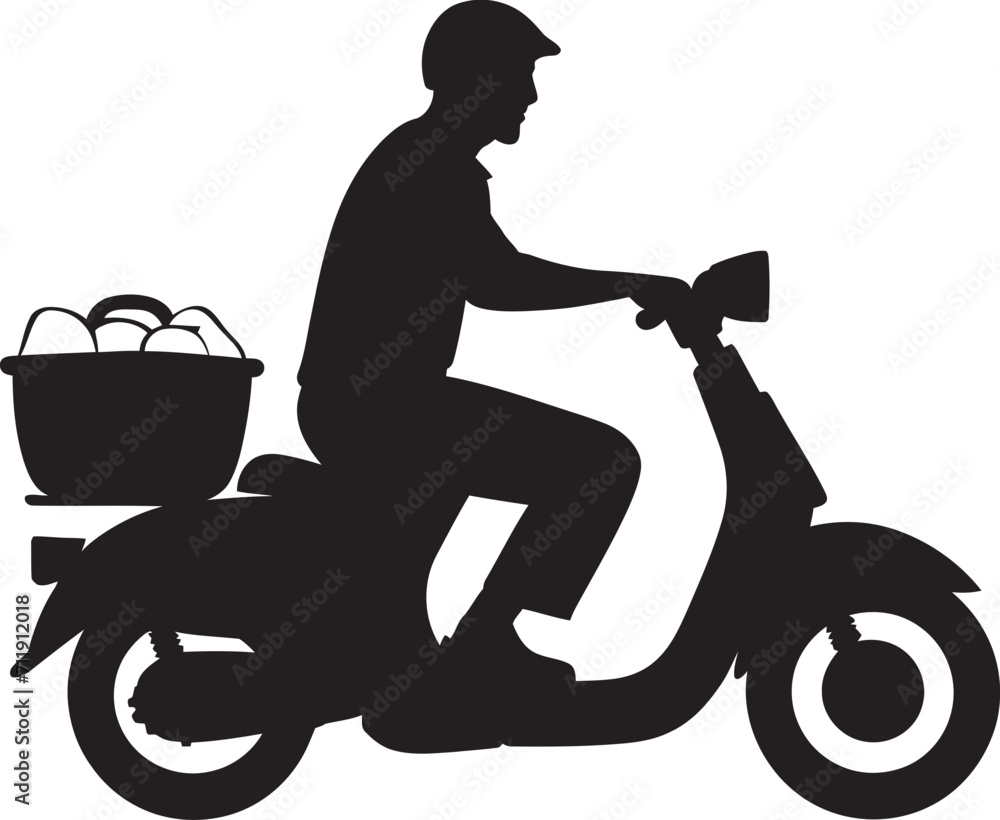 Fototapeta premium Quick Byte Courier Scooter Man Icon for Speedy Food Drop offs 