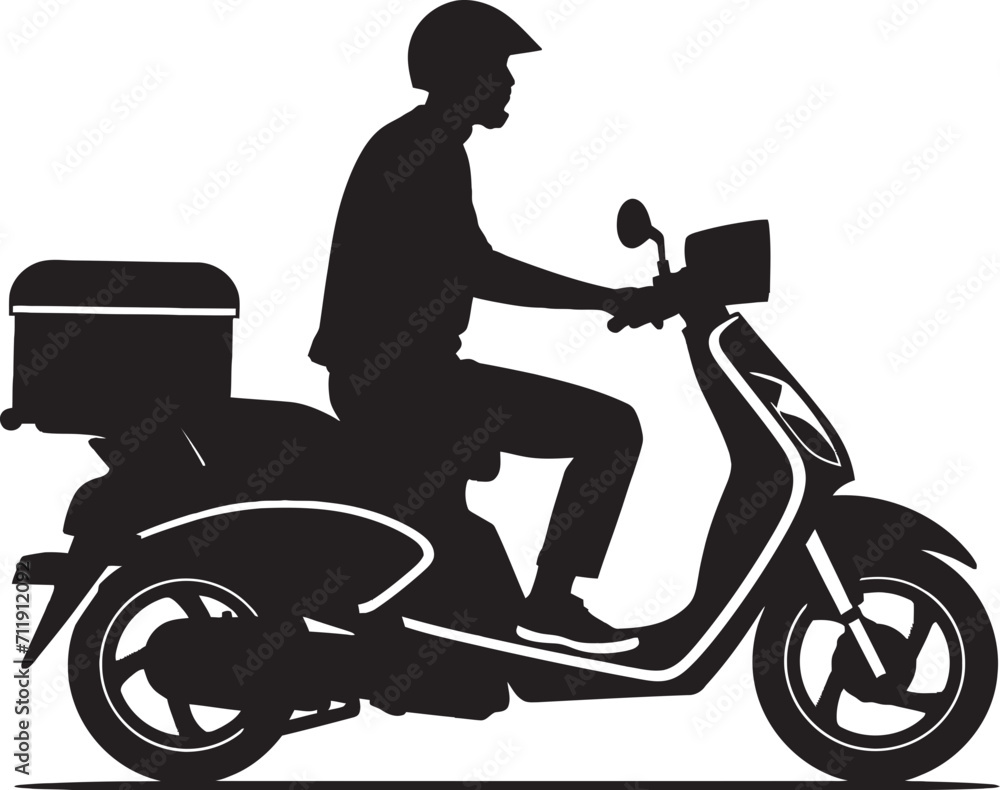 Fototapeta premium Rapid Munch Messenger Vector Logo for Scooter Food Drop offs 