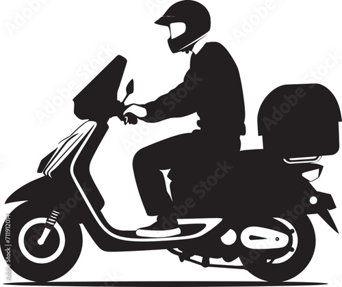 Urban Munch Cruiser Scooter Delivery Man Icon in Vector 