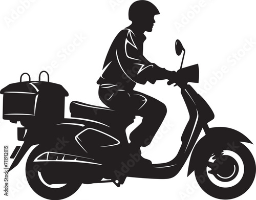 Swift Savory Shuttle Scooter Delivery Man Vector Logo 
