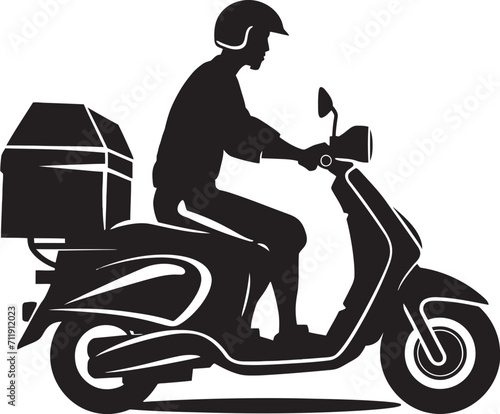 Fast Lane Feasts Scooter Delivery Man Icon in Vector 