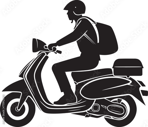 Scoot and Savor Express Food Delivery Vector Logo on Scooter 