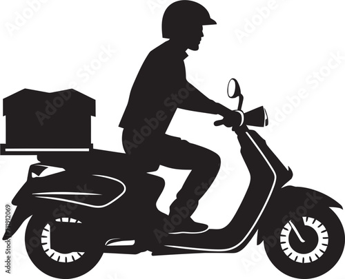 Quick Cuisine Courier Scooter Man Icon for Fast Food Drop offs 