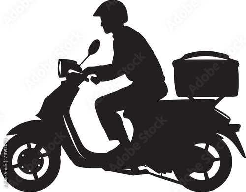 Quick Cuisine Courier Scooter Man Icon for Swift Food Drop offs 