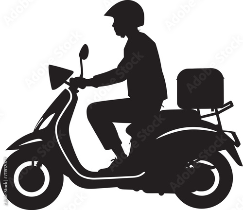 Swift Savory Shuttle Scooter Delivery Man Vector Logo 
