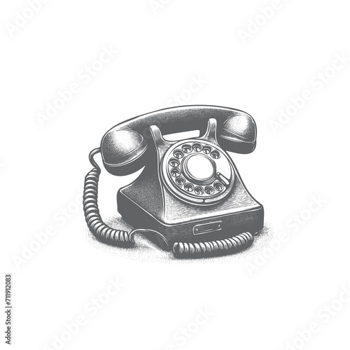 Hand Drawn Old Rotary Phone
