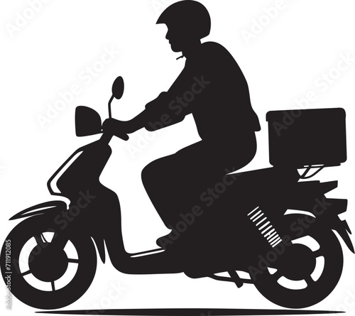 On the Go Gourmet Glide Scooter Man Vector Design for Swift Food Delivery 