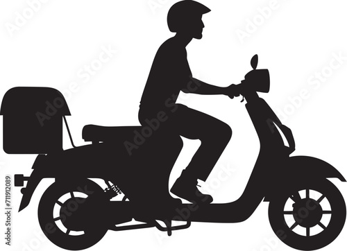 Urban Munch Express Scooter Delivery Man Vector Icon 