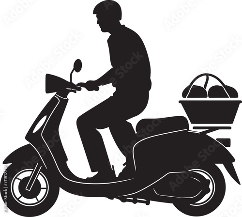 Rapid Rollin Repasts Vector Design for Scooter Food Delivery 