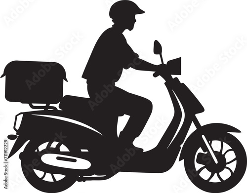 Flavor on the Fly Scooter Man Vector Logo for Swift Food Delivery 