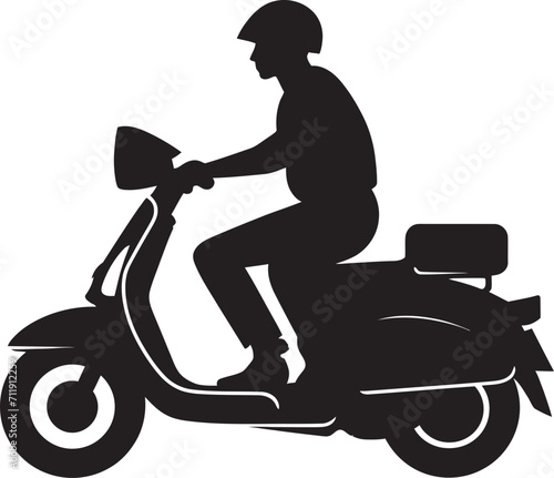 Quick Cuisine Courier Scooter Man Icon for Swift Food Drop offs 