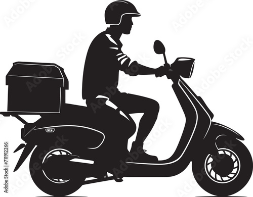 Scoot and Savor Express Food Delivery Vector Logo on Scooter 