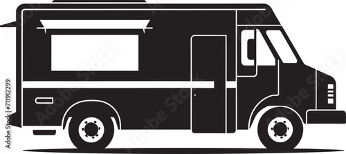 Street Savory Sojourn Food Truck Vector Icon for Culinary Discoveries 
