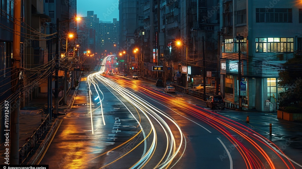 AERIAL CITY VIEW, LONG EXPOSURE, NIGHT AERIAL CITY VIEW, LONG EXPOSURE, NIGHT