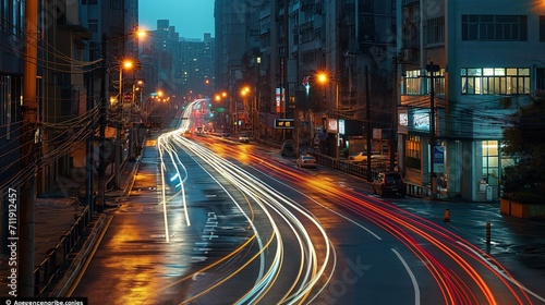 AERIAL CITY VIEW  LONG EXPOSURE  NIGHT