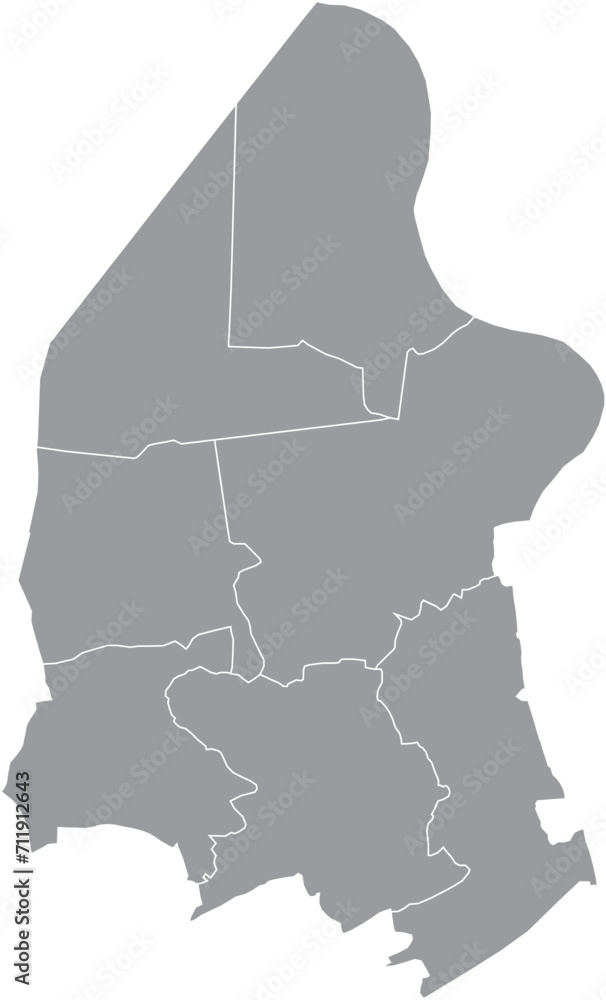 Grey flat vector administrative map of BEVEREN, BELGIUM with white border lines of its municipalities Grey flat vector administrative map of BEVEREN, BELGIUM with white border lines of its municipalities