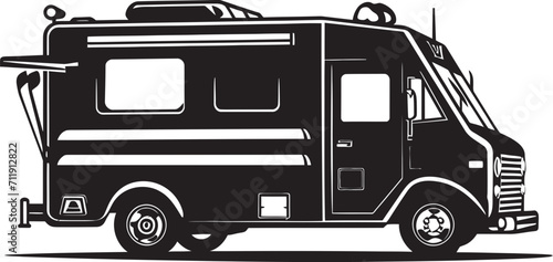 Curbside Culinary Caravan Vector Logo for Mobile Flavor Journeys 