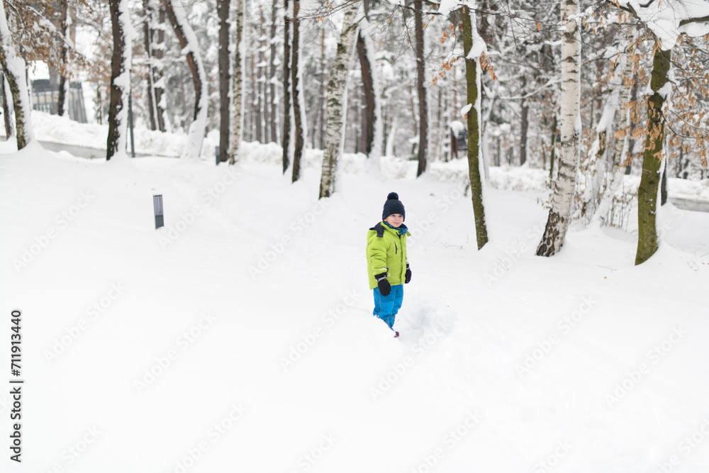 Little Boy Having Fun in the Snow