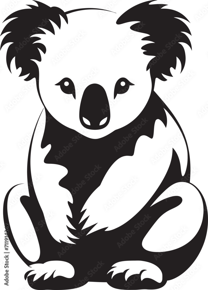 Obraz premium Bamboo Browsing Insignia Vector Design for Koala Conservation 