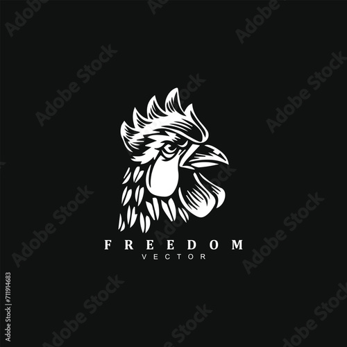 Vintage hand drawn chicken head logo design for your brand or business