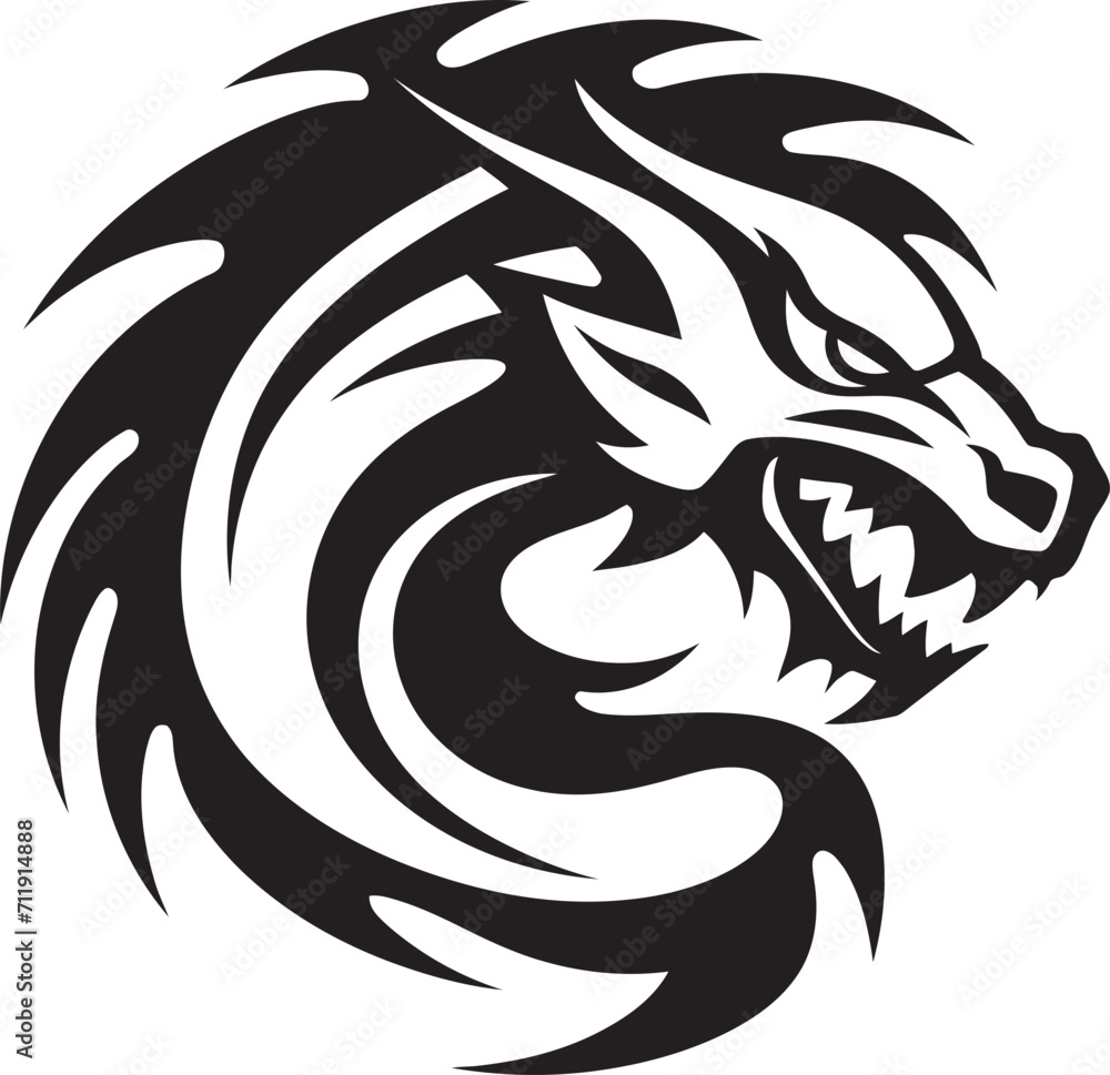 Spirited Serpent Badge Kuei Dragon Vector Icon for Mythical Power Spirited Serpent Badge Kuei Dragon Vector Icon for Mythical Power