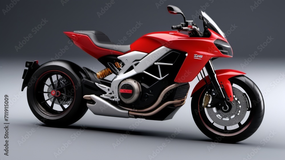 red motorcycle isolated on white ai generated