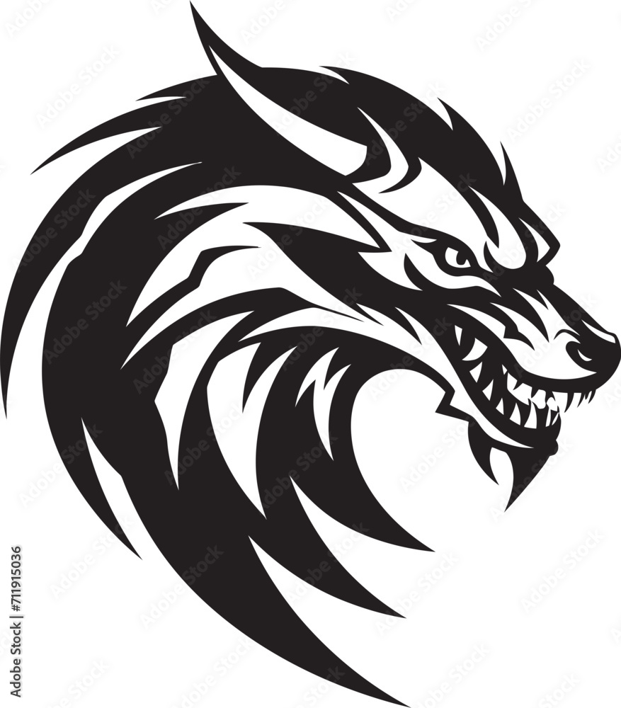 Spirited Serpent Badge Kuei Dragon Vector Icon for Mythical Power Spirited Serpent Badge Kuei Dragon Vector Icon for Mythical Power