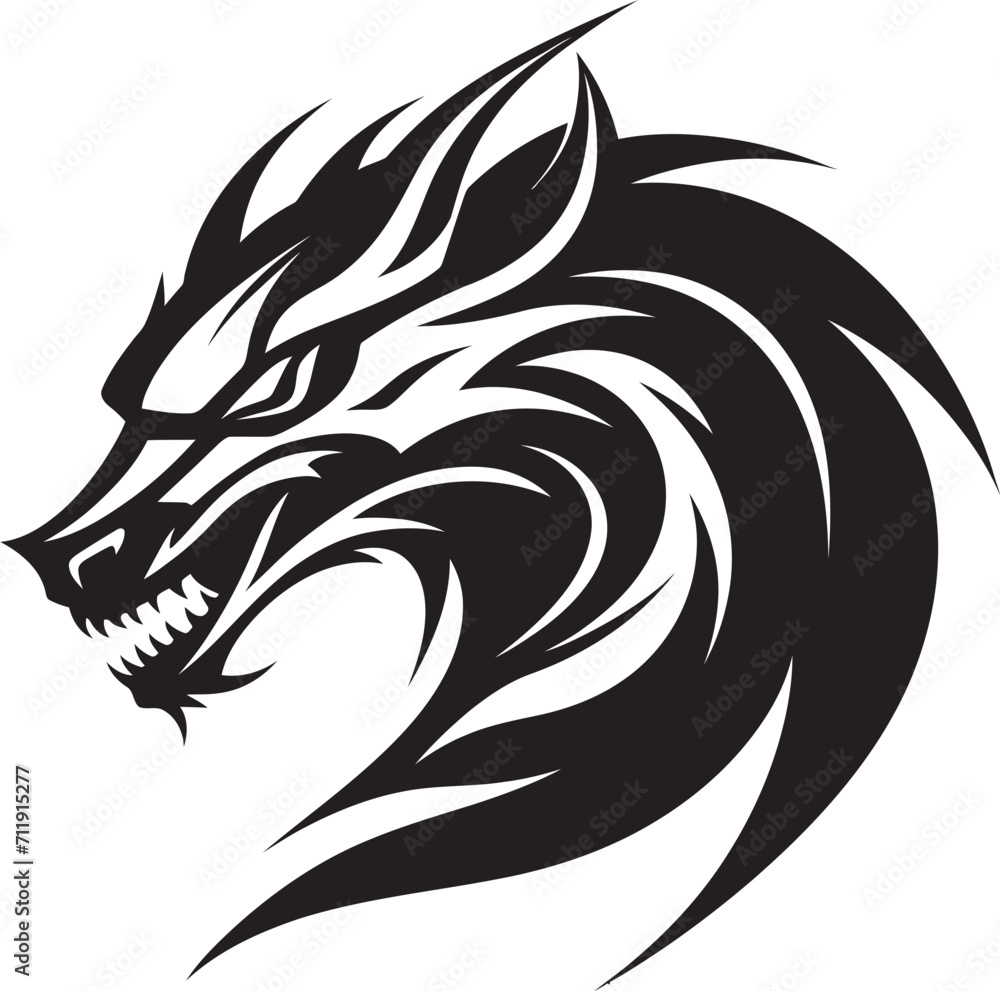 Spirited Serpent Crest Kuei Dragon Vector Icon for Mythical Power Spirited Serpent Crest Kuei Dragon Vector Icon for Mythical Power